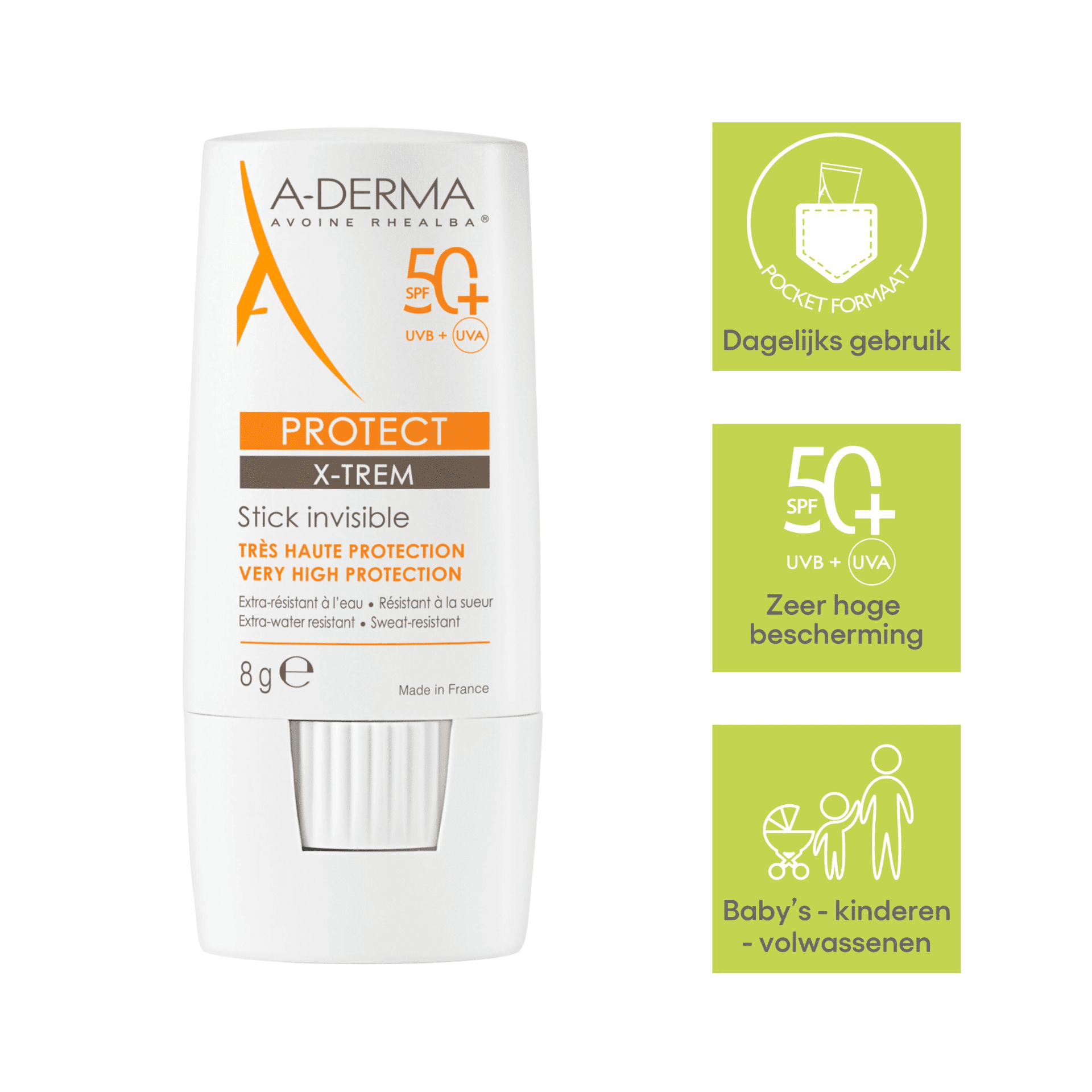 A-Derma Protect X-Trem Onzichtbare Zonnestick SPF 50+ A-Derma Protect X-Trem Onzichtbare Zonnestick SPF 50+