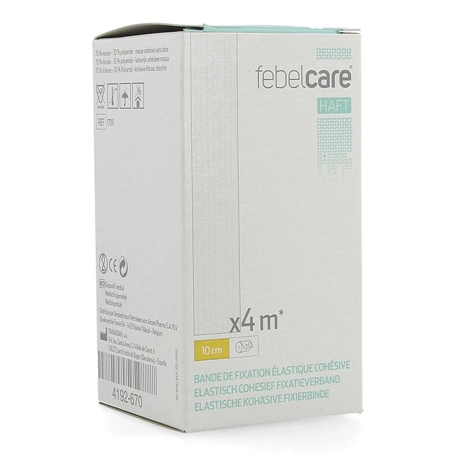 Febelcare Haft Elastisch Cohesief Fixatieverband 10 cm x 4 m Febelcare Haft Elastisch Cohesief Fixatieverband 10 cm x 4 m