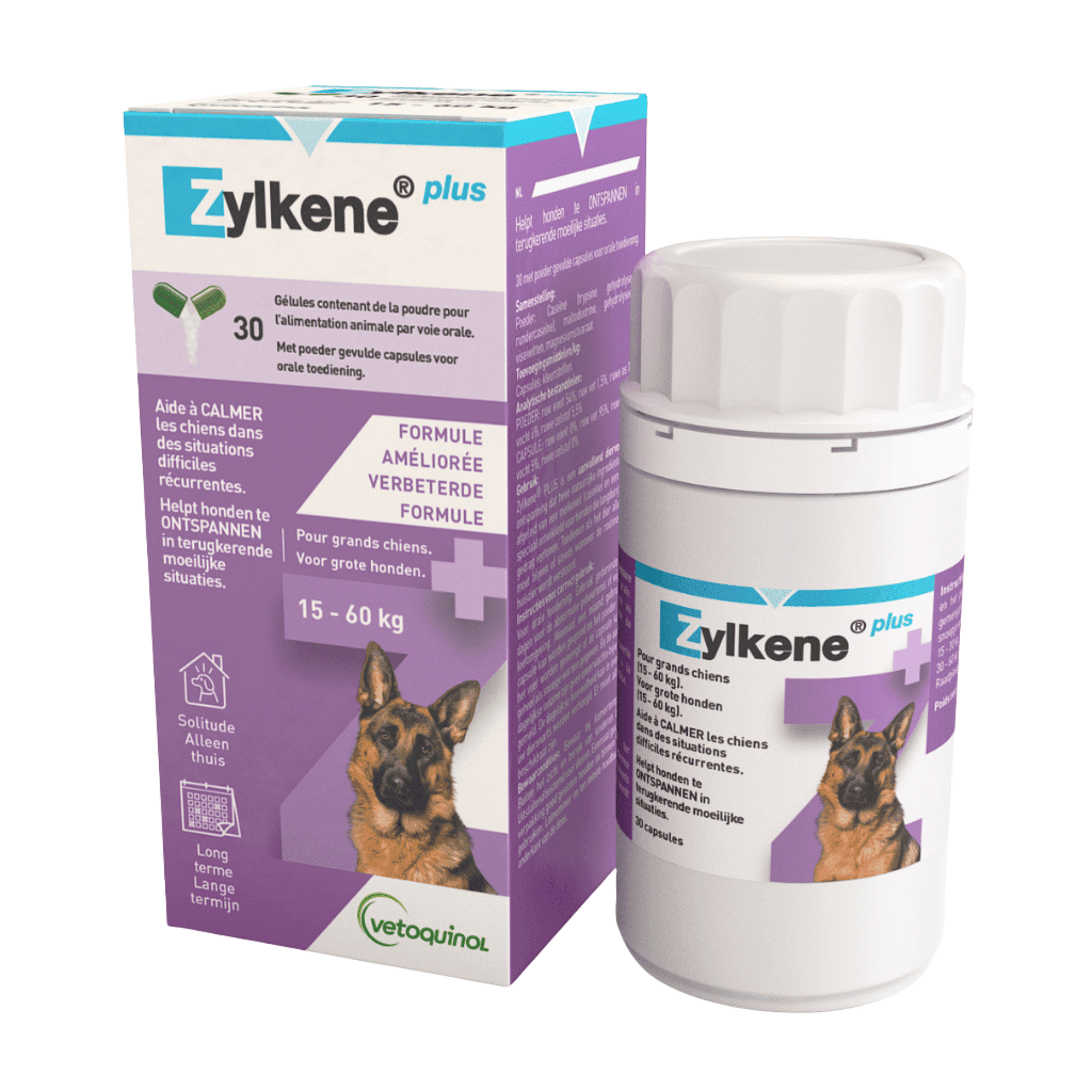 Zylkene Plus Chiens Grands 450mg 15-60kg Caps 30