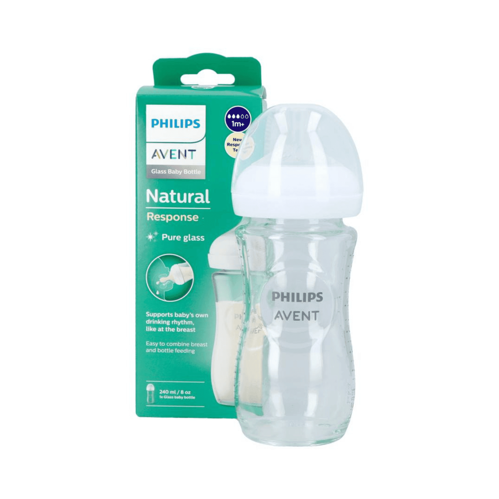Philips Avent Natural Response 3.0 Zuigfles Glas 240ml Philips Avent Natural Response 3.0 Zuigfles Glas 240ml