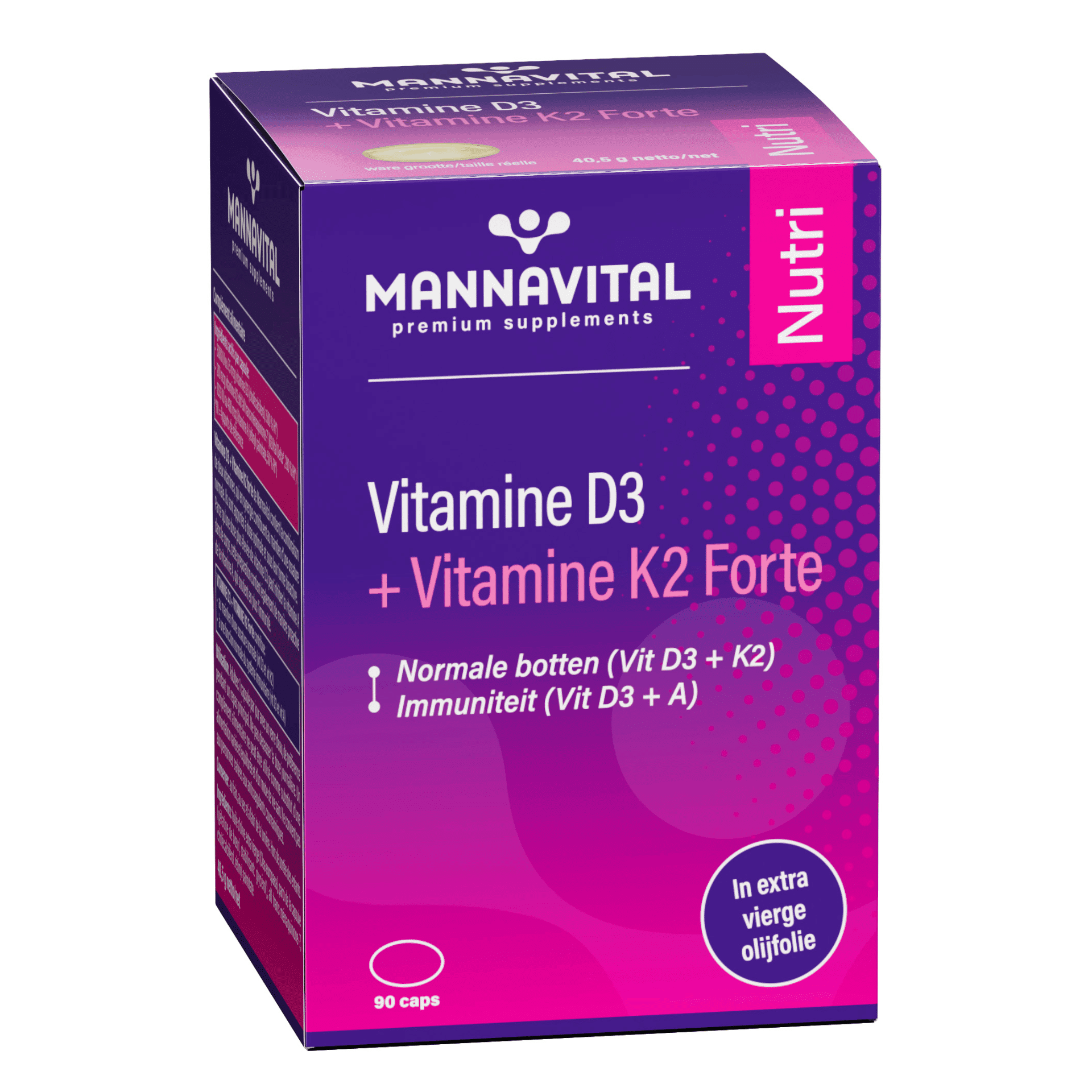 Mannavital Vitamine D3 + K2 Forte V-caps 90