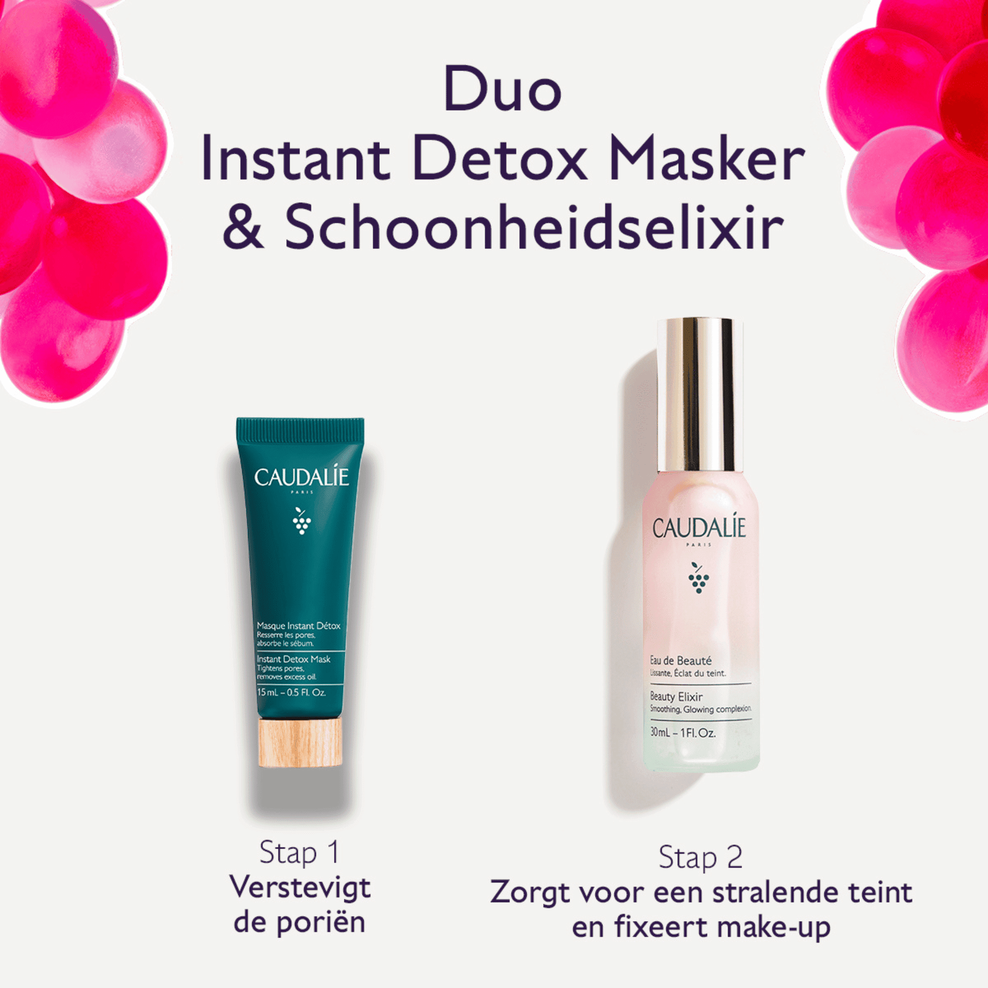 Caudalie Schoonheidselixir + Instant Detox Masker Geschenkset Caudalie Schoonheidselixir + Instant Detox Masker Geschenkset