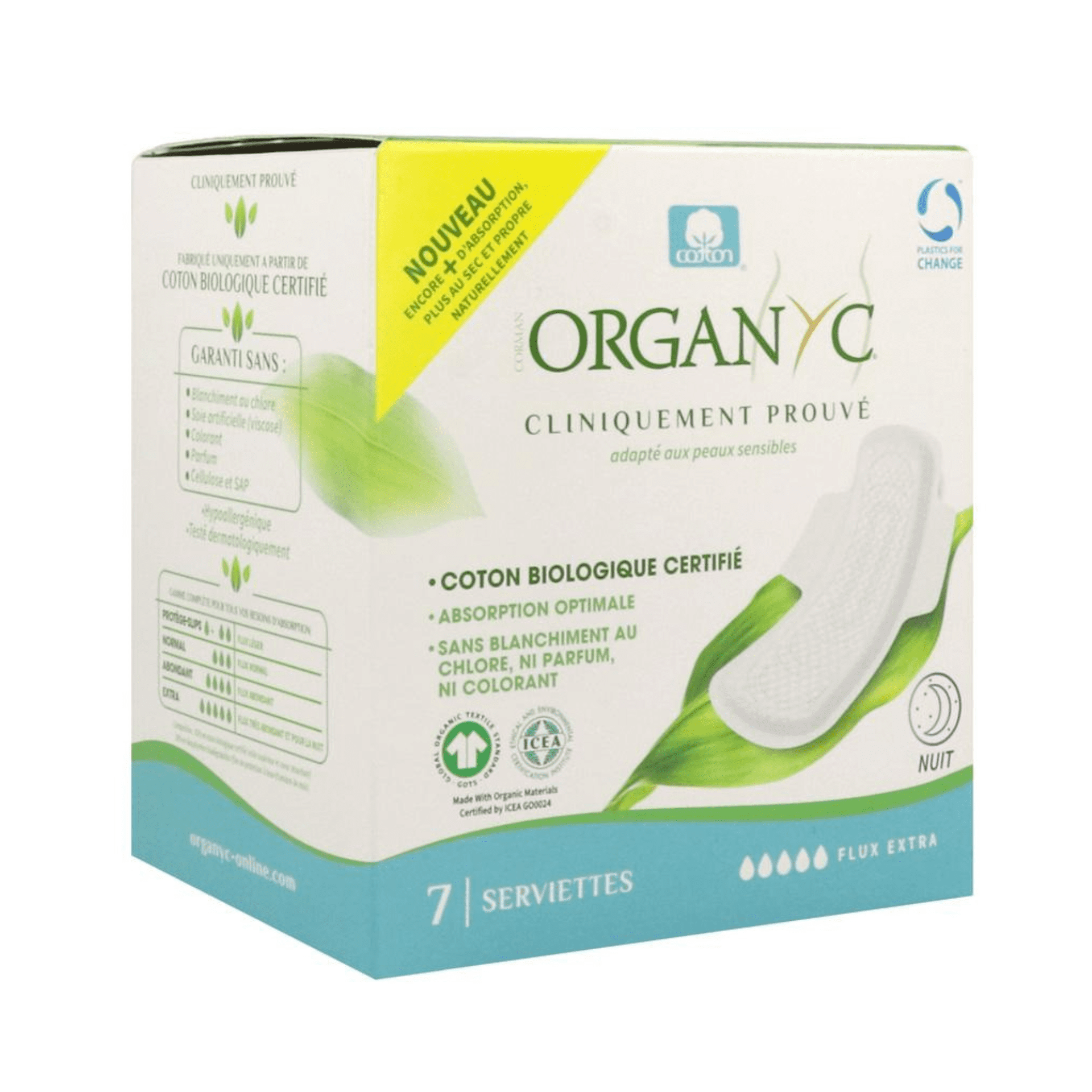 Organyc Serviettes Extra Nuit Bio Coton 7 Organyc Serviettes Extra Nuit Bio Coton 7