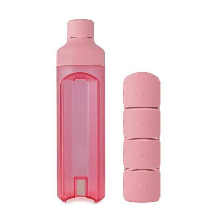 Yos Water Bottle & Pill Box Daily Perfect Pink Yos Water Bottle & Pill Box Daily Perfect Pink