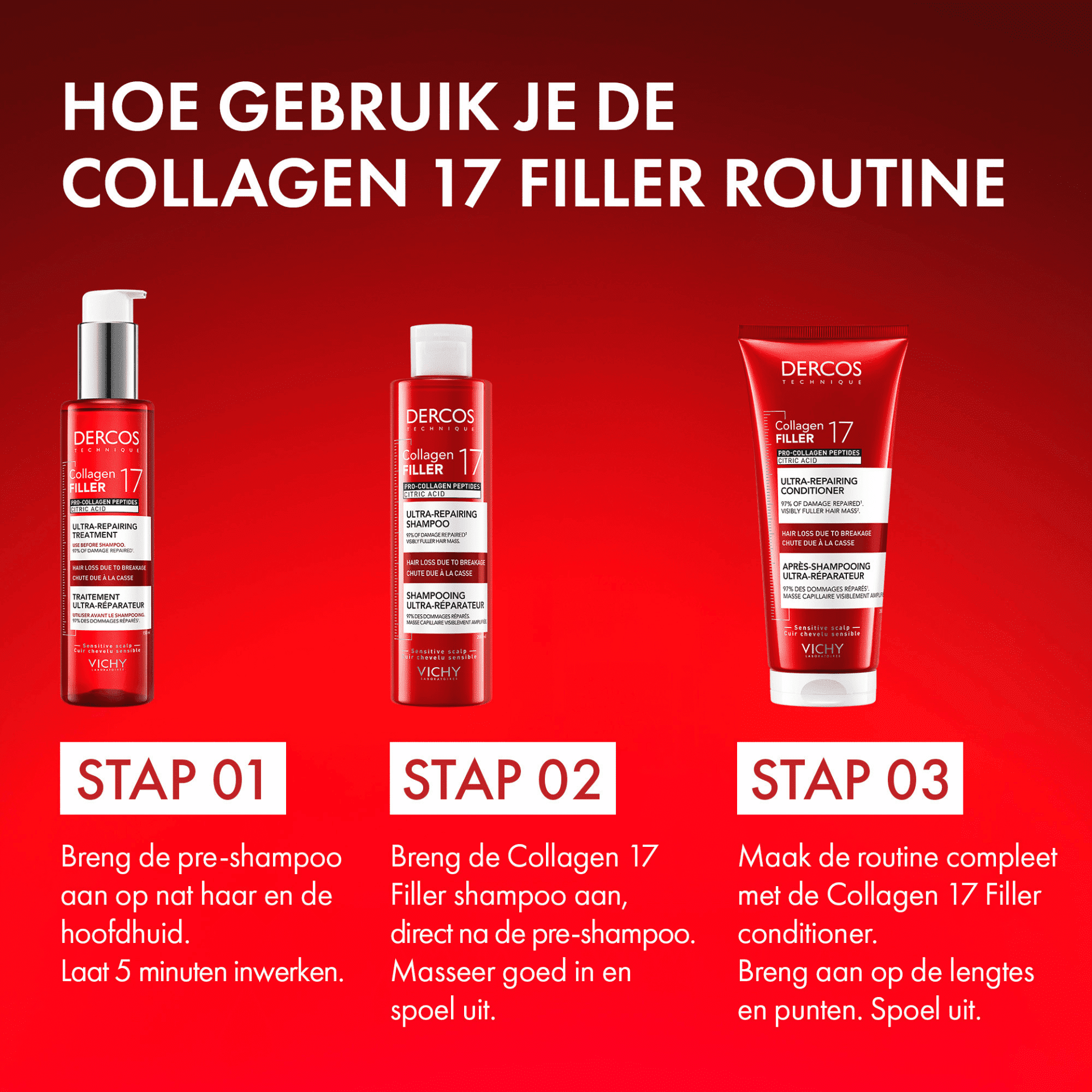 Vichy Dercos Collagen 17 Filler Après-Shampooing Ultra-Réparateur