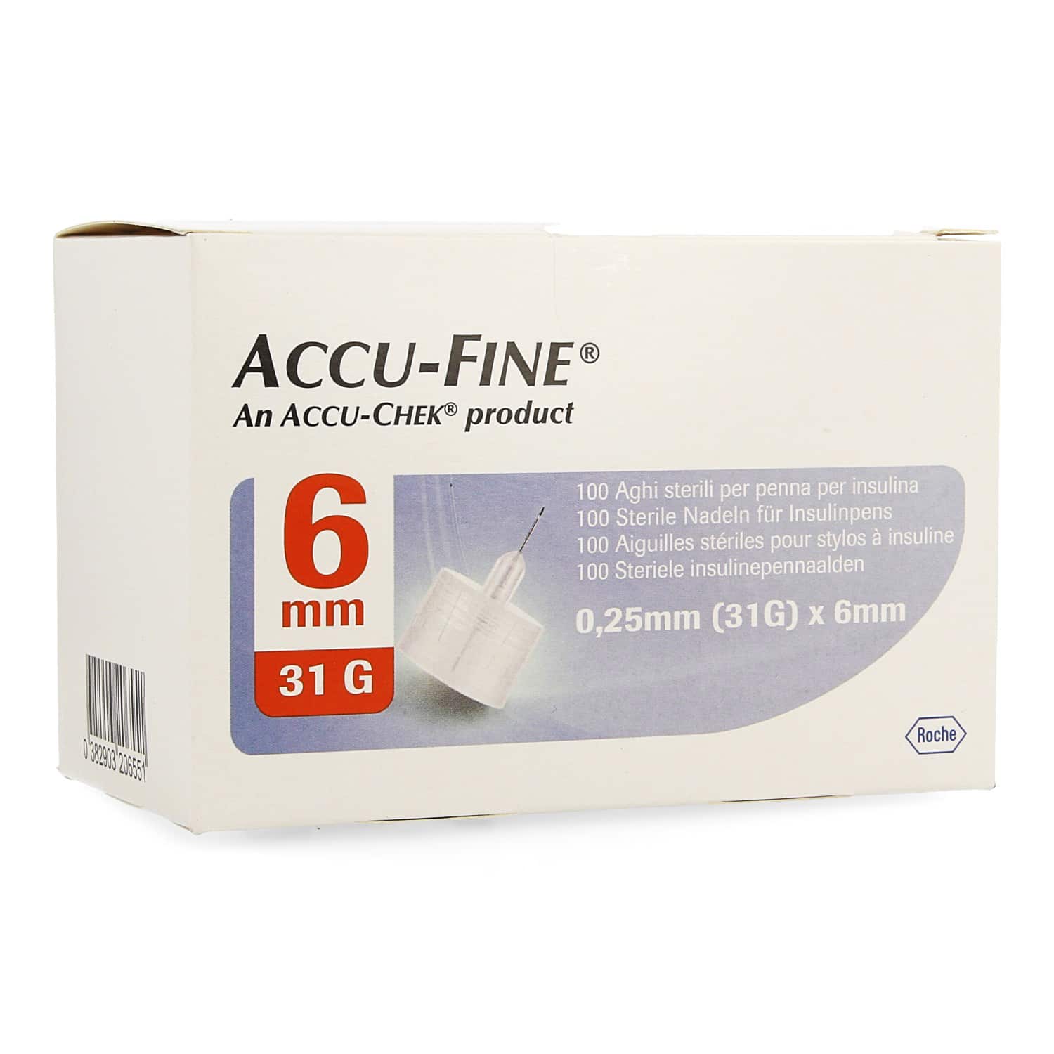 Accu-Fine Steriele Insulinepennaalden 0,25 x 6 mm Accu-Fine Steriele Insulinepennaalden 0,25 x 6 mm