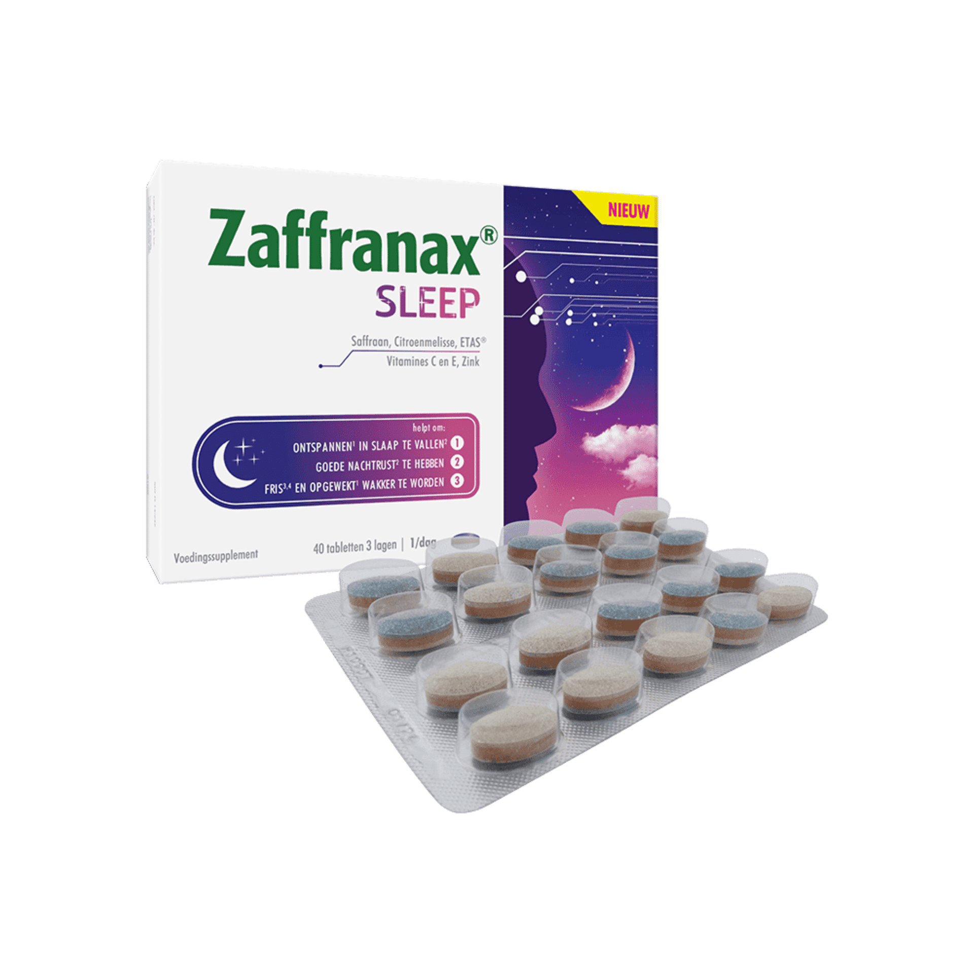 Zaffranax Sleep - Slaap, vermoeidheid, stressmomenten 40 tabletten