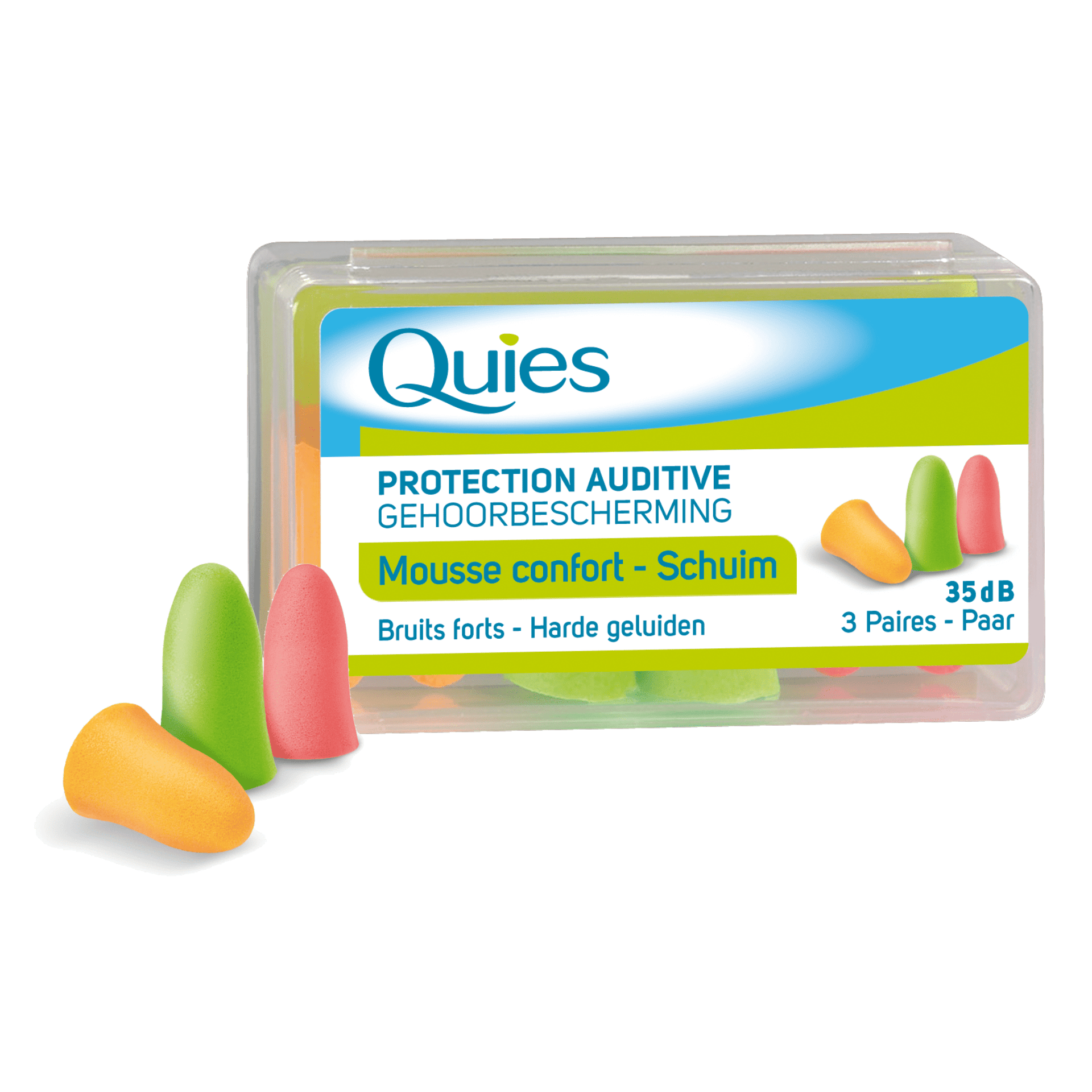 Quies Mousse de Protection Auditive contre le Bruit Fluo 3 paires Quies Mousse de Protection Auditive contre le Bruit Fluo 3 paires