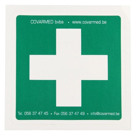 Covarmed Sticker Groen Wit Kruis EHBO 10 x 10 cm