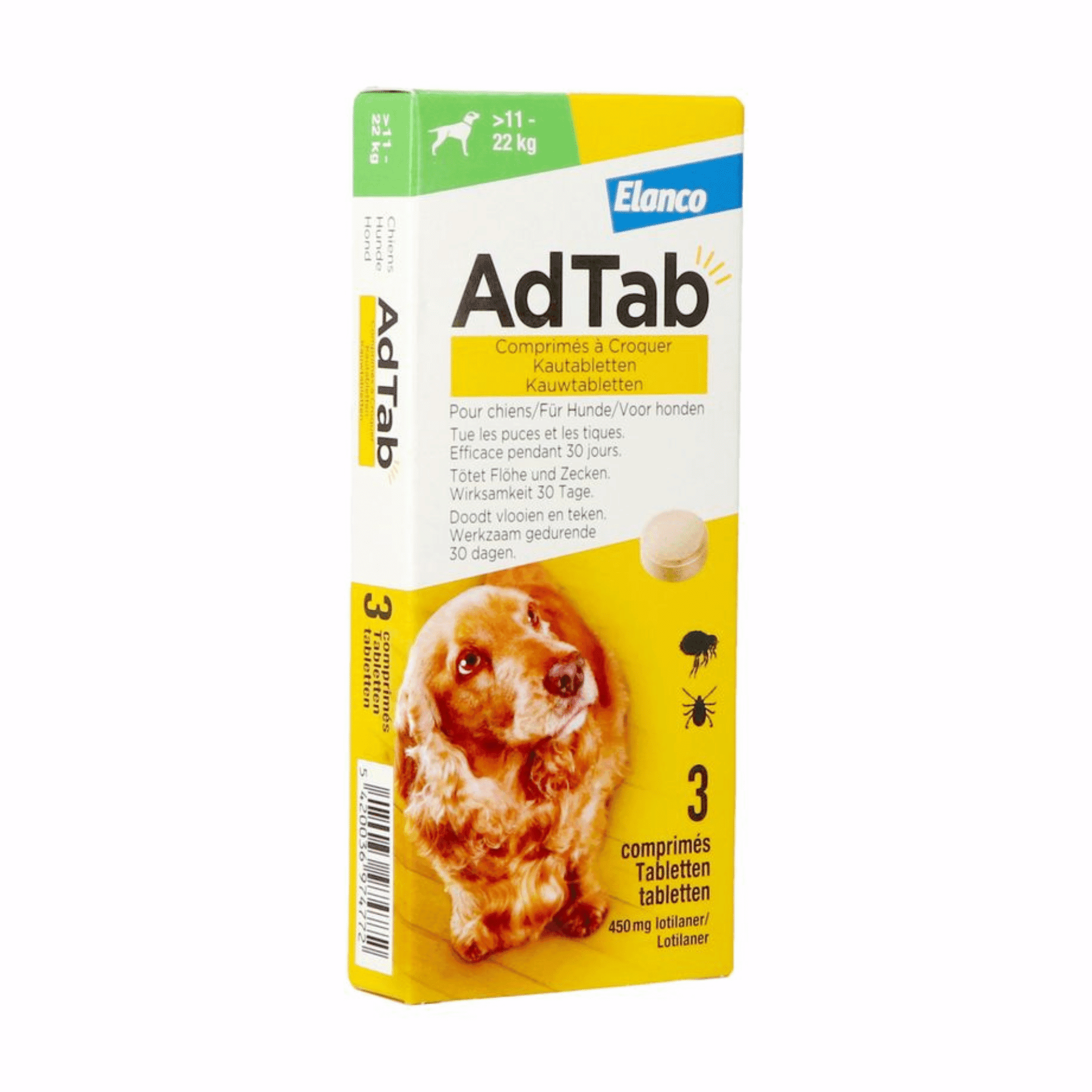 Adtab 450mg Chien >11kg-22kg Comp A Croquer 3 Adtab 450mg Chien >11kg-22kg Comp A Croquer 3