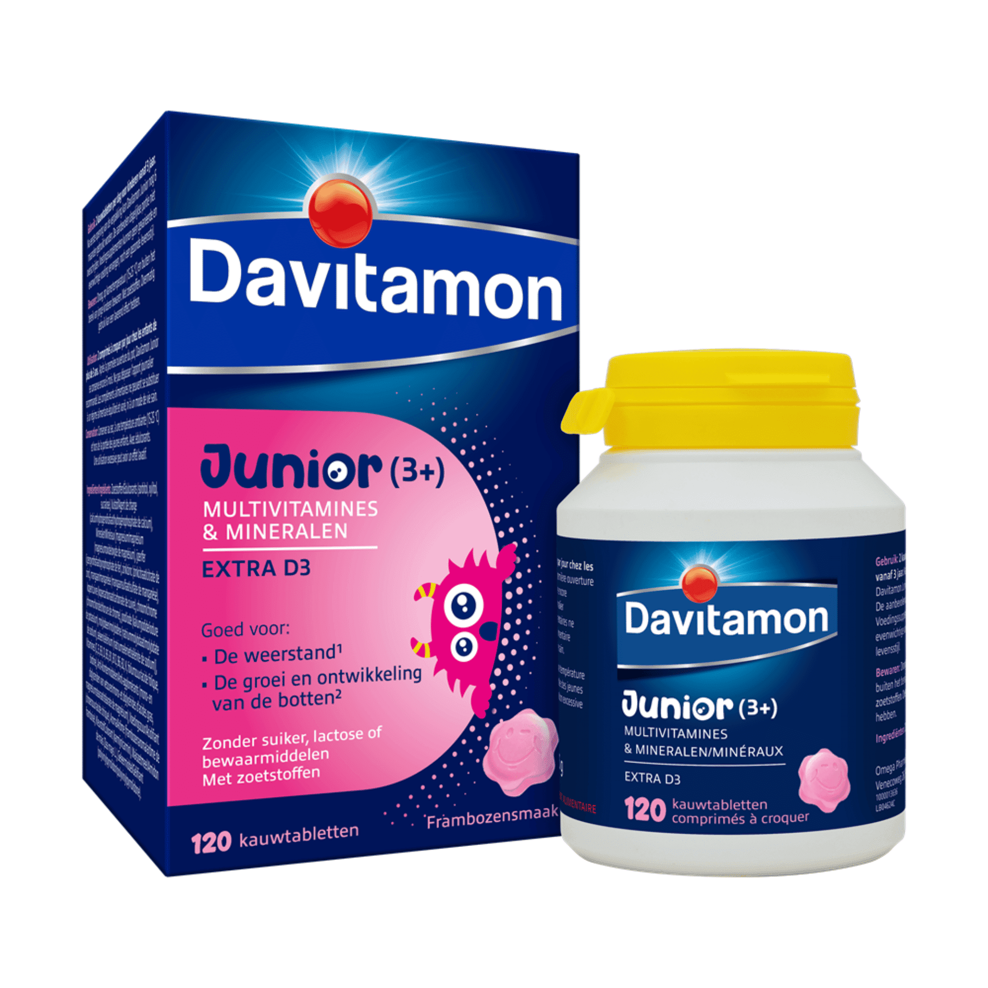 Davitamon Junior Multivitamines & Mineralen Frambozen Davitamon Junior Multivitamines & Mineralen Frambozen