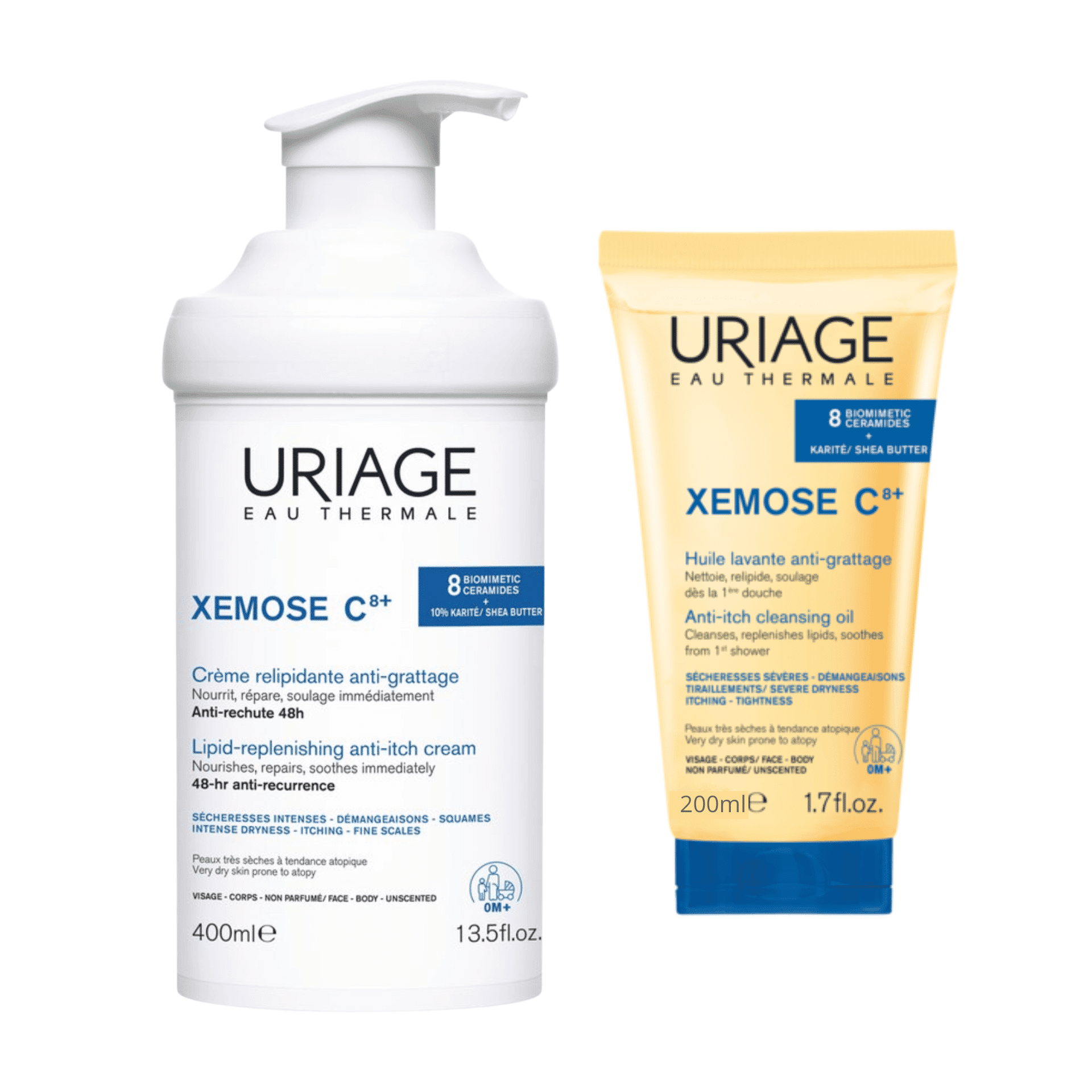 Uriage Xémose C8+ Relipiderende Crème + Wasolie tegen Krabben Uriage Xémose C8+ Relipiderende Crème + Wasolie tegen Krabben