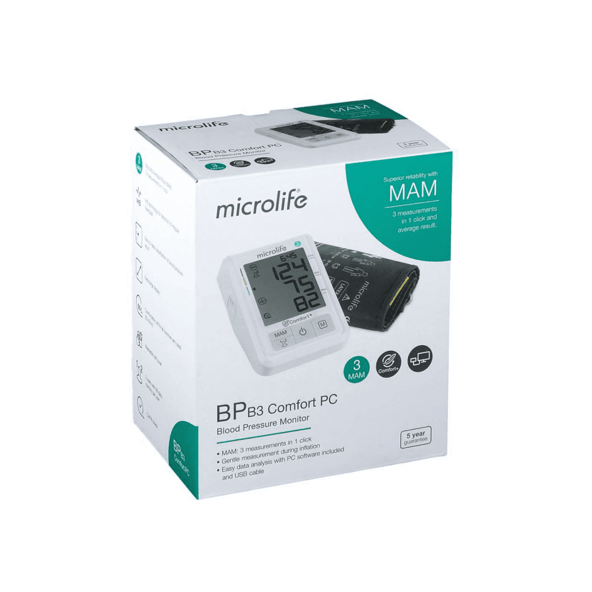Microlife Bloeddrukmeter BP B3 Comfort PC 1 stuk Microlife Bloeddrukmeter BP B3 Comfort PC 1 stuk