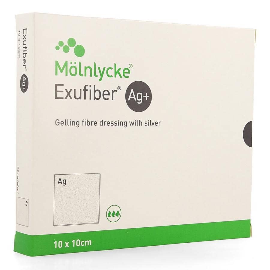 Exufiber Ag+ Gelling Fibre Dressing 10x10 cm Exufiber Ag+ Gelling Fibre Dressing 10x10 cm