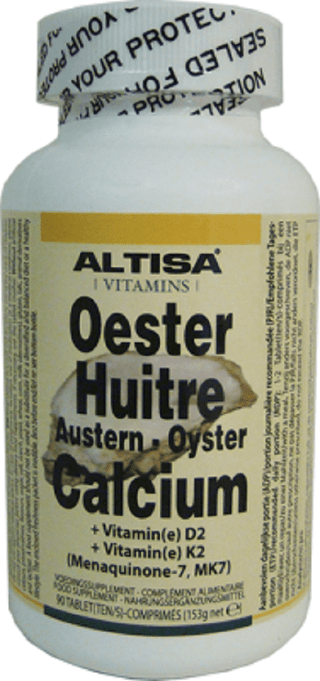 Altisa Calcium Oesterschaal + Vitamine D2 + Vitamine K2 Altisa Calcium Oesterschaal + Vitamine D2 + Vitamine K2