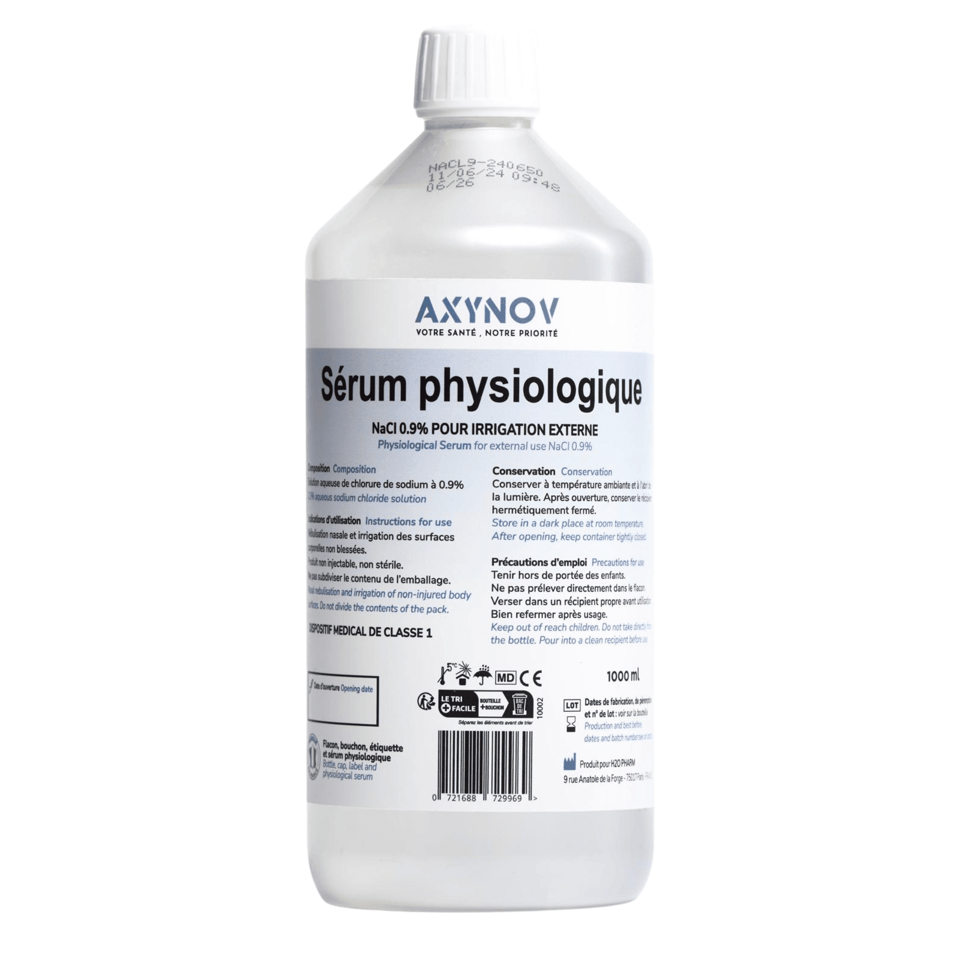 H2o Serum Physiologique Fl 1l