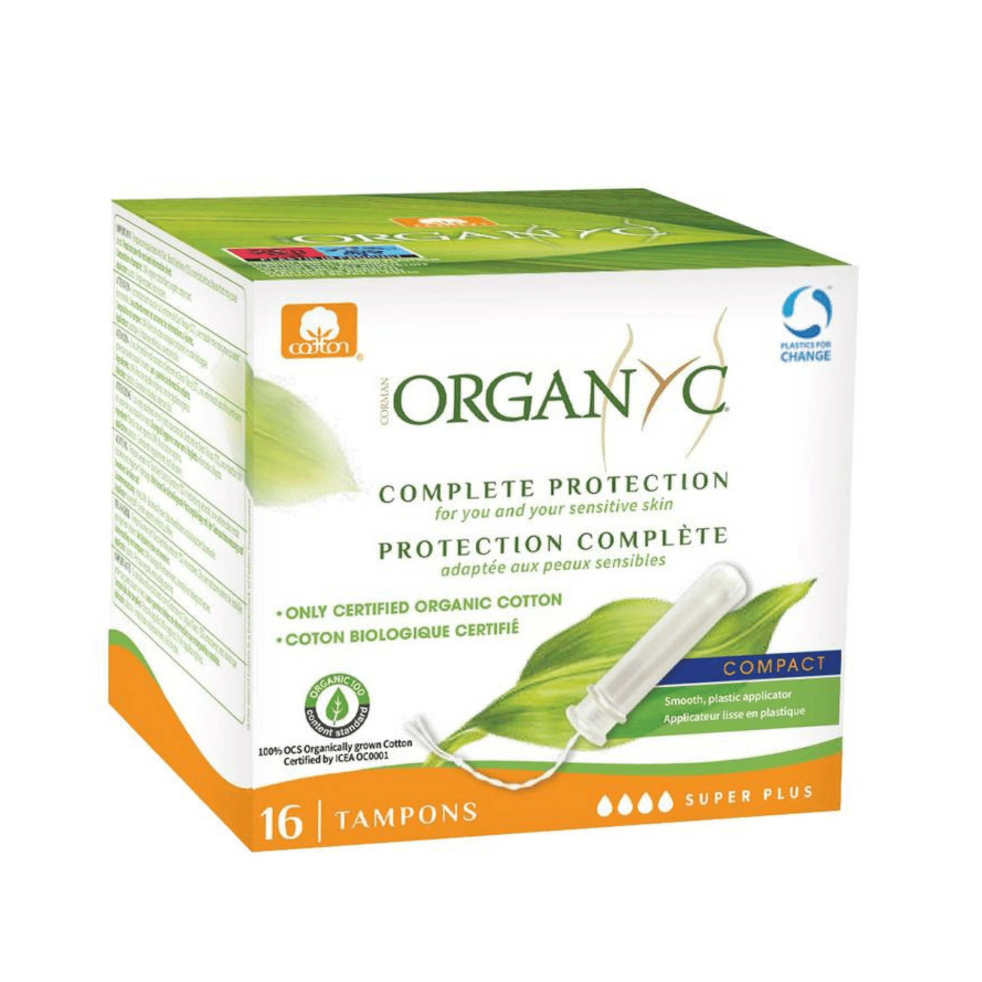 Organyc Tampon Compact Super Plus Coton Bio 16 Organyc Tampon Compact Super Plus Coton Bio 16