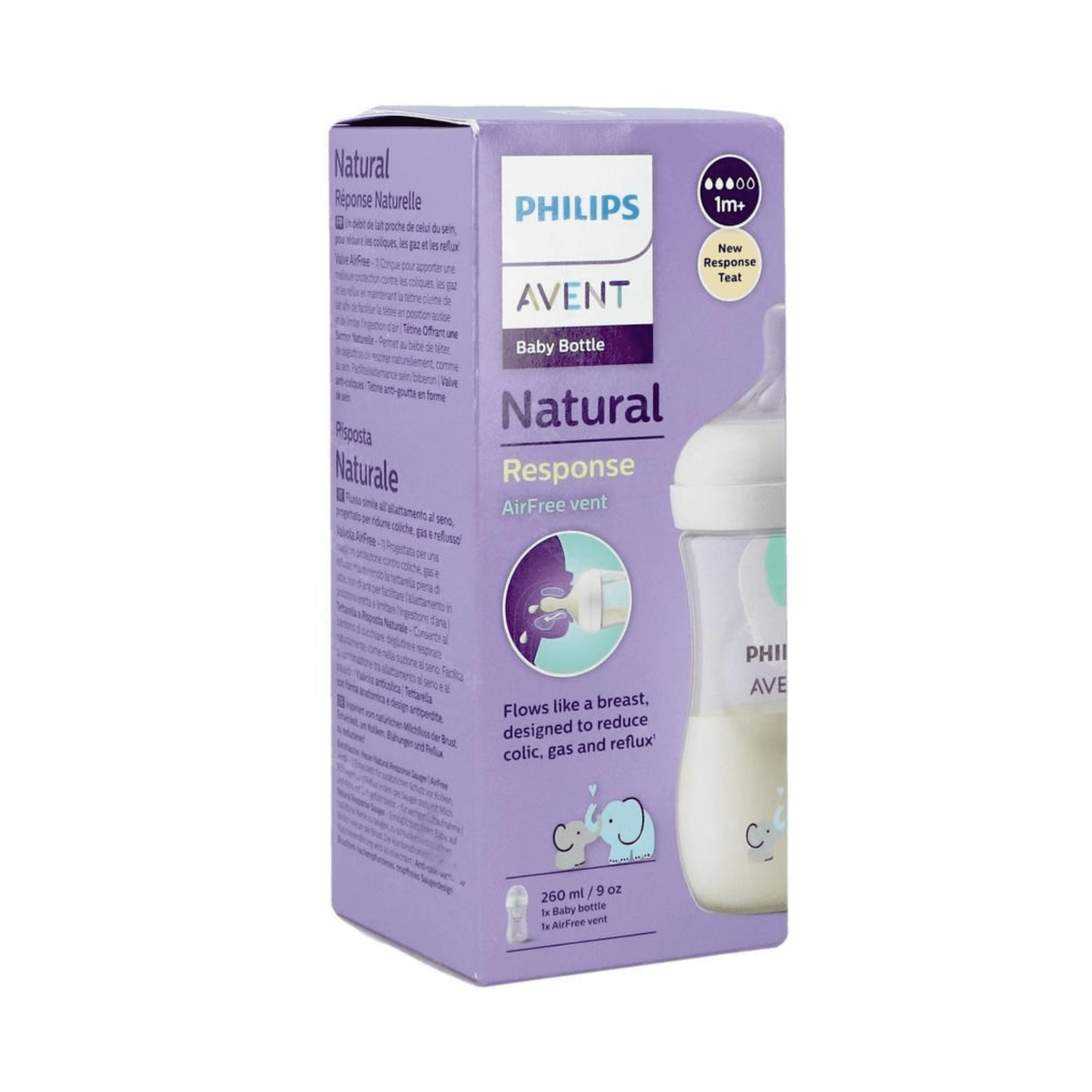 Philips Avent Natural Response Airfree Zuigfles Olifant 260 ml
