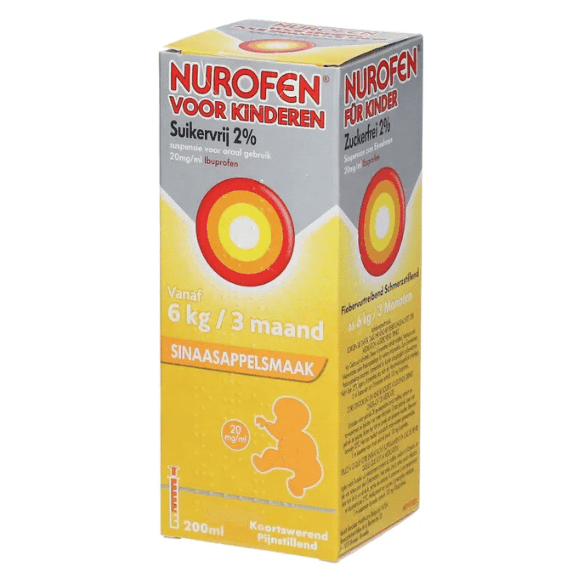 Nurofen voor Kinderen Siroop Suikervrij 2% Sinaasappel Nurofen voor Kinderen Siroop Suikervrij 2% Sinaasappel