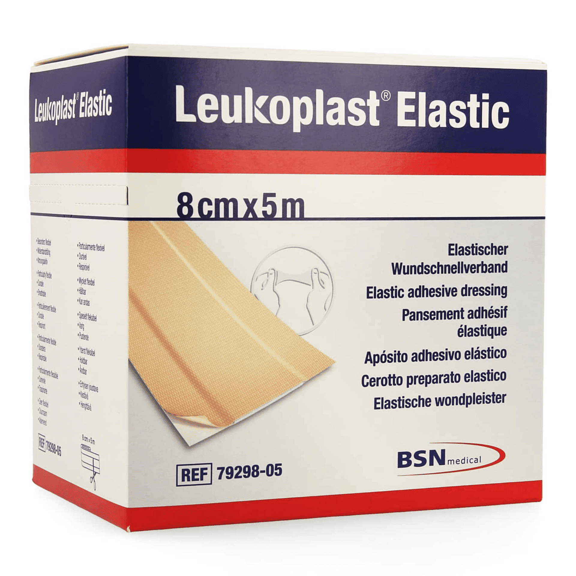 Leukoplast Elastic 5 m x 8 cm 1 stuk
