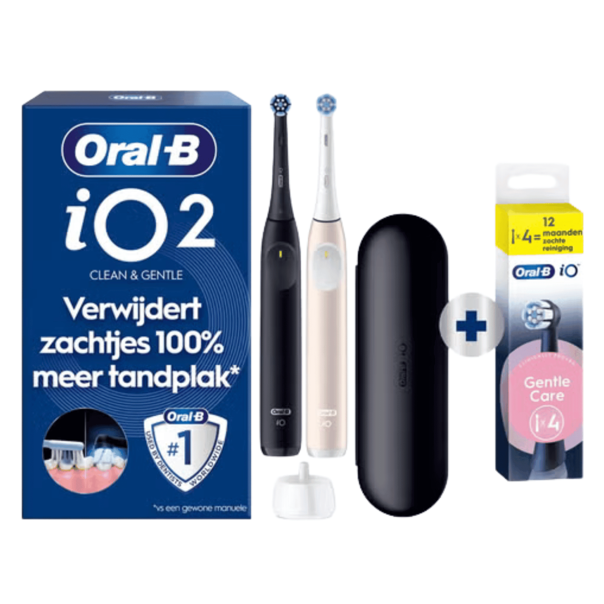 Oral-B iO 2 Elektrische Tandenborstels Zwart & Roze Duoverpakking + 4 Opzetborstels