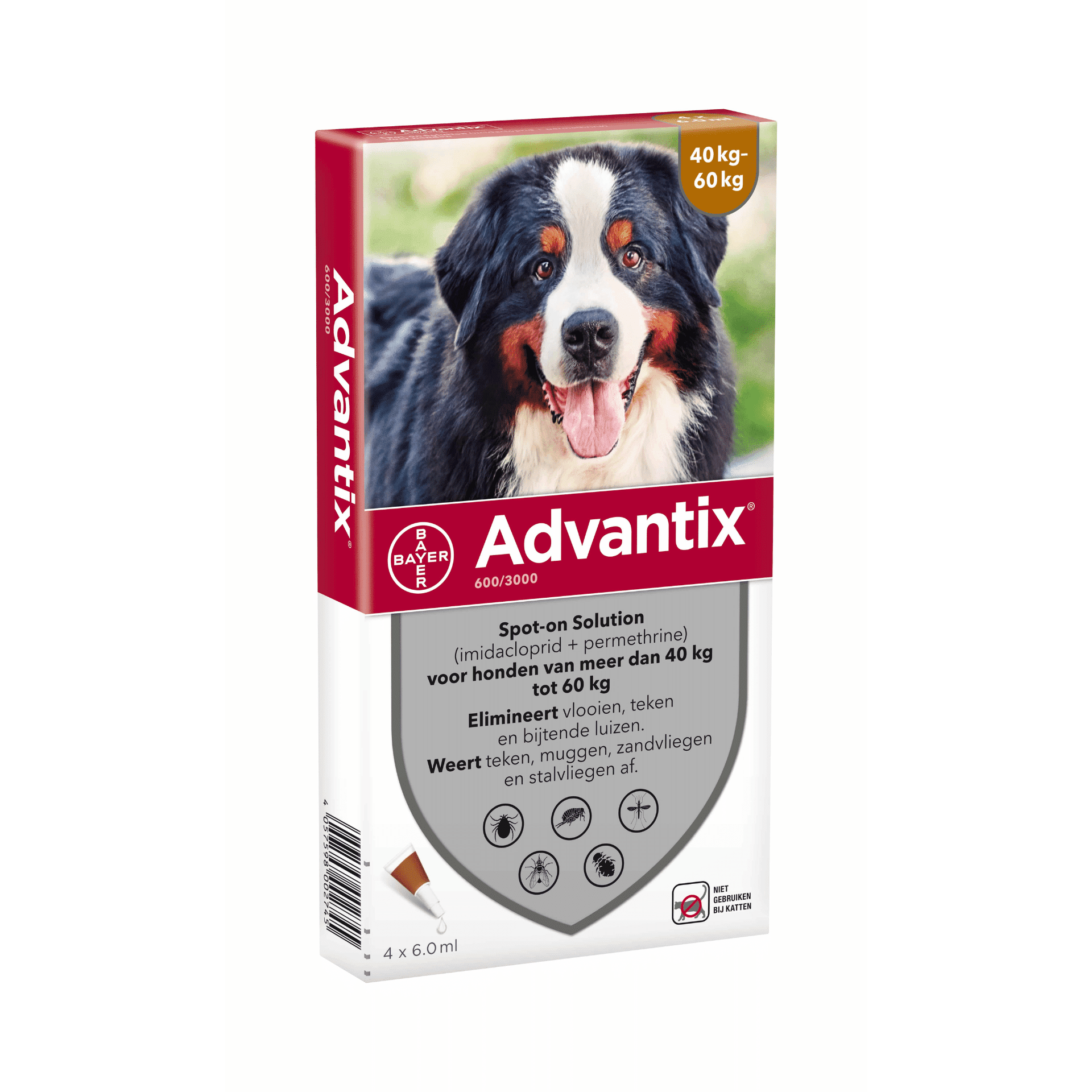 Advantix Dog Spot-on Sol Chien 40-60kg Pipet 4 x 6ml