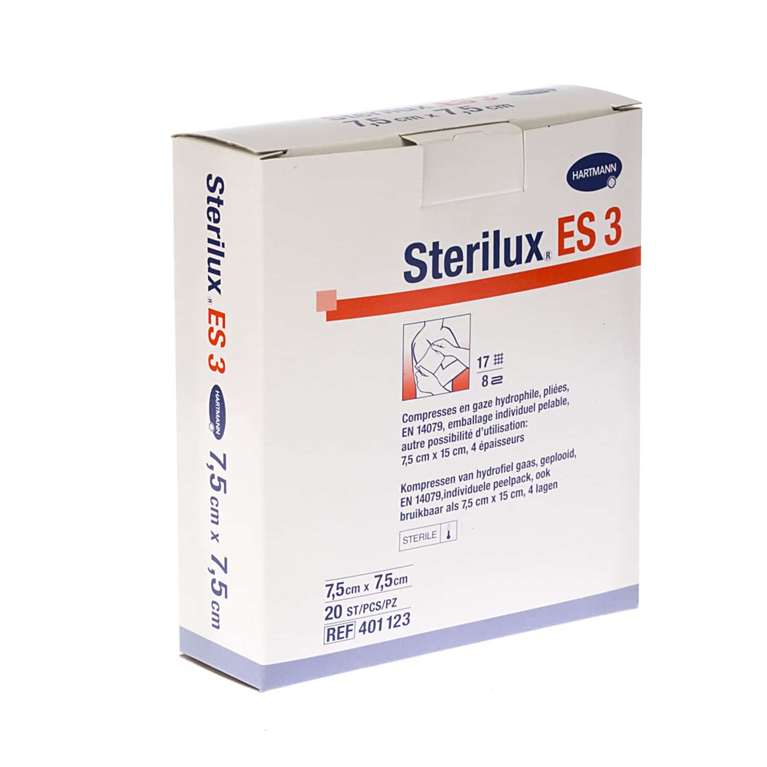 Hartmann Sterilux ES 3 Kompressen Steriel 8pl 7,5 x 7,5 cm Hartmann Sterilux ES 3 Kompressen Steriel 8pl 7,5 x 7,5 cm
