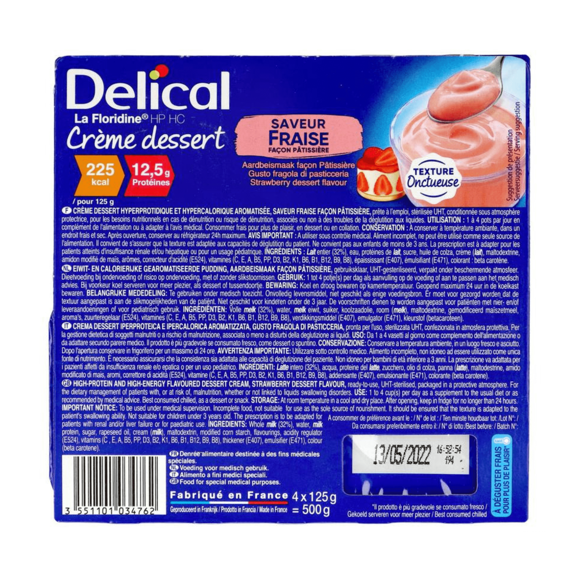Delical Crème Dessert La Floridine Aardbei 