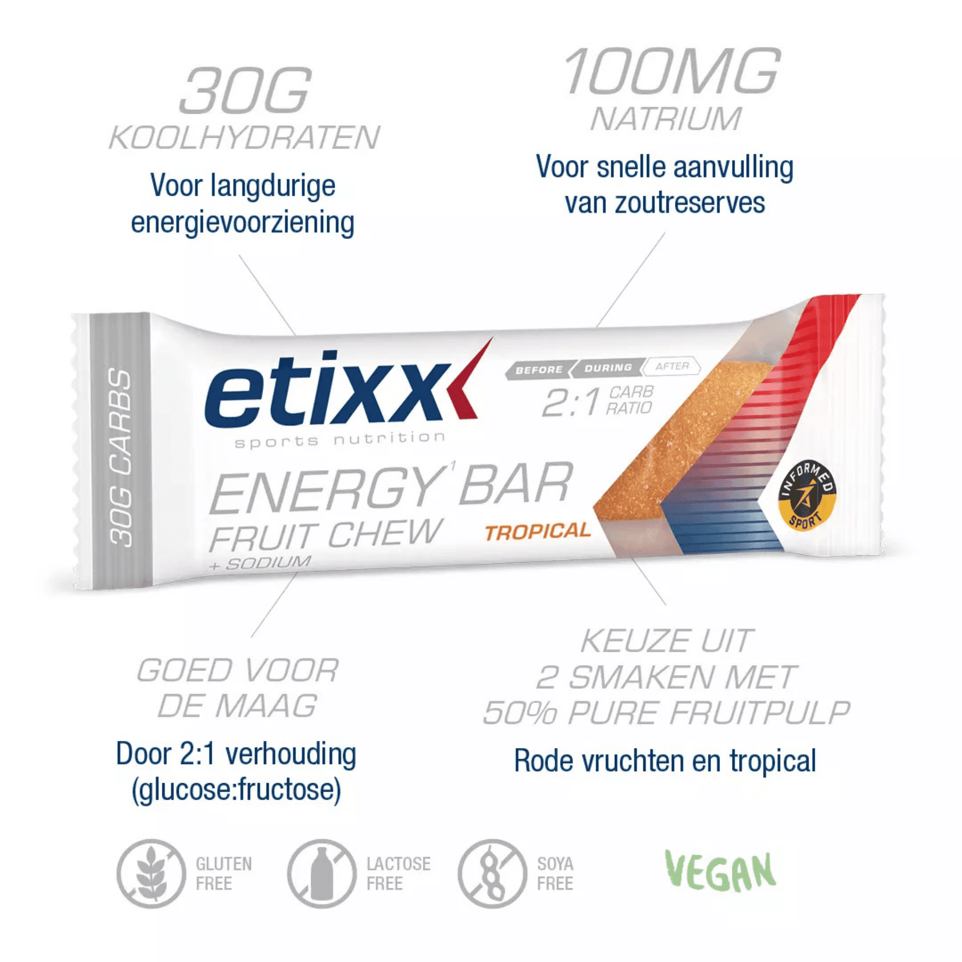 Etixx Energy Bar Fruit Tropical 12x38g Etixx Energy Bar Fruit Tropical 12x38g