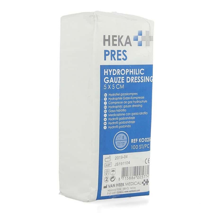 Heka Pres Hydrofiel Gaaskompres 5 x 5 cm