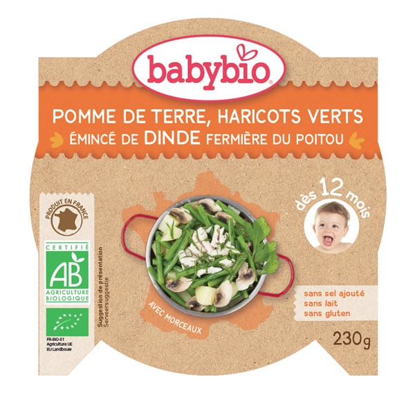 Babybio Mon P'tit Plat Aardappel/Boontjes/Kalkoen 12+ Babybio Mon P'tit Plat Aardappel/Boontjes/Kalkoen 12+