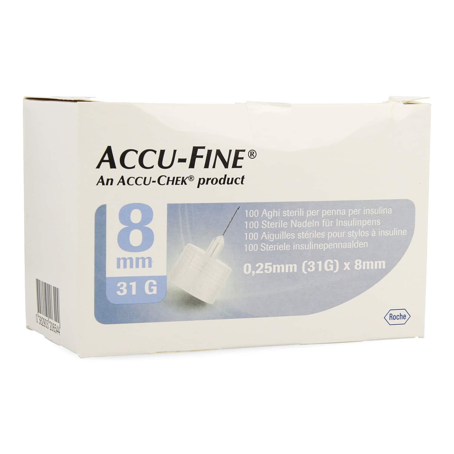 Accu-Fine Steriele Insulinepennaalden 0,25 x 8 mm Accu-Fine Steriele Insulinepennaalden 0,25 x 8 mm