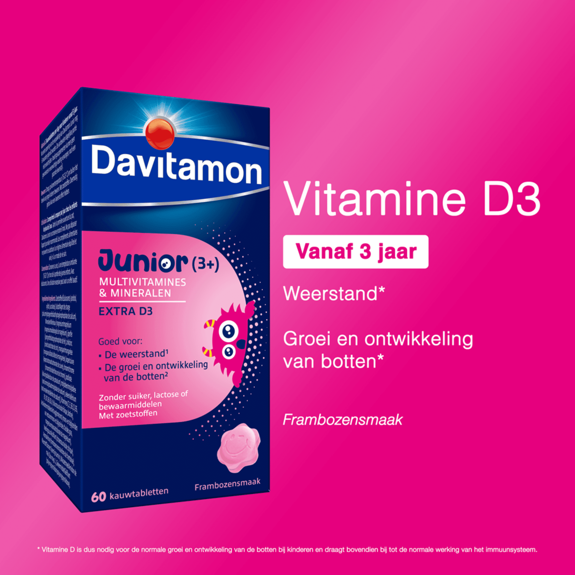 Davitamon Junior Multivitamines & Mineralen Frambozen Davitamon Junior Multivitamines & Mineralen Frambozen