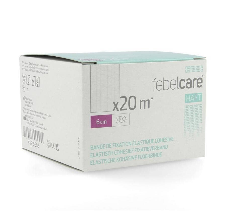 Febelcare Haft Elastisch Cohesief Fixatieverband 6 cm x 20 m Febelcare Haft Elastisch Cohesief Fixatieverband 6 cm x 20 m