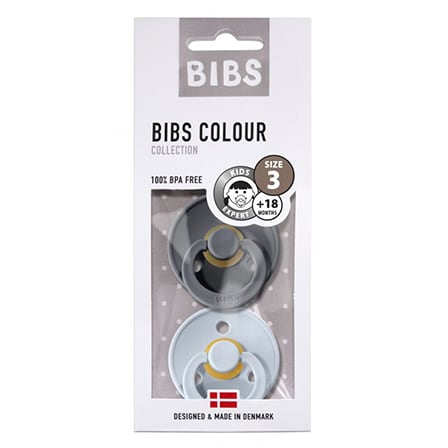 Bibs Fopspeen Duo Iron/Baby Blue 18+ Bibs Fopspeen Duo Iron/Baby Blue 18+