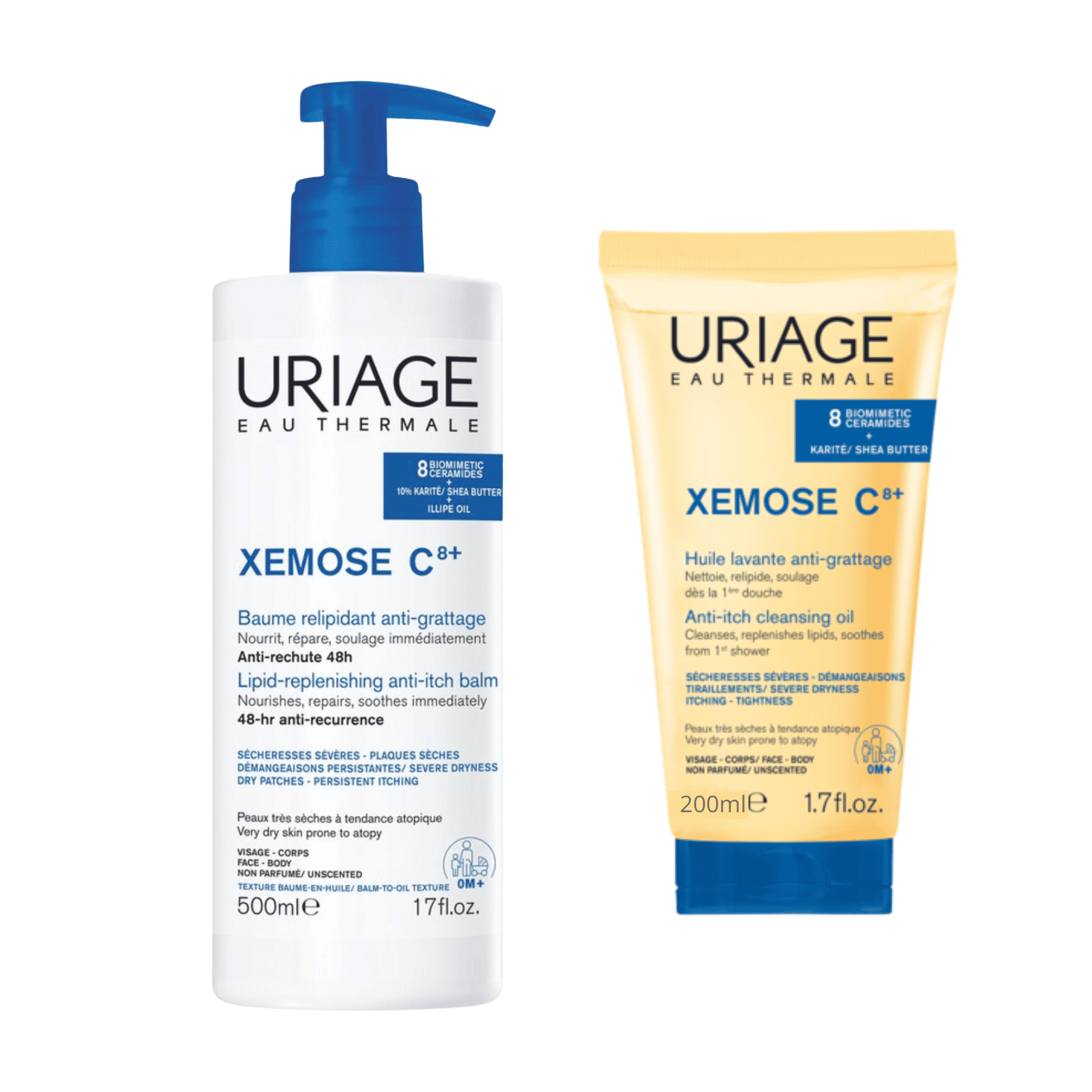 Uriage Xémose C8+ Relipiderende Balsem + Wasolie tegen Krabben Uriage Xémose C8+ Relipiderende Balsem + Wasolie tegen Krabben