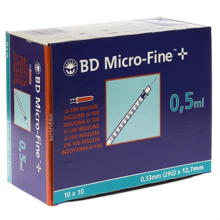 BD Microfine+ Insulinespuit 0,50 ml 29 G 12,70 mm