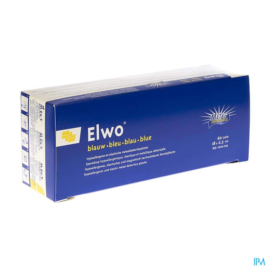 Elwo Blauwe Elastische Wondpleister 2,5 x 18 cm Elwo Blauwe Elastische Wondpleister 2,5 x 18 cm