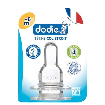 Dodie Kersvormige Zuigspeen 3 Gaten Smalle Hals 6+ Dodie Kersvormige Zuigspeen 3 Gaten Smalle Hals 6+