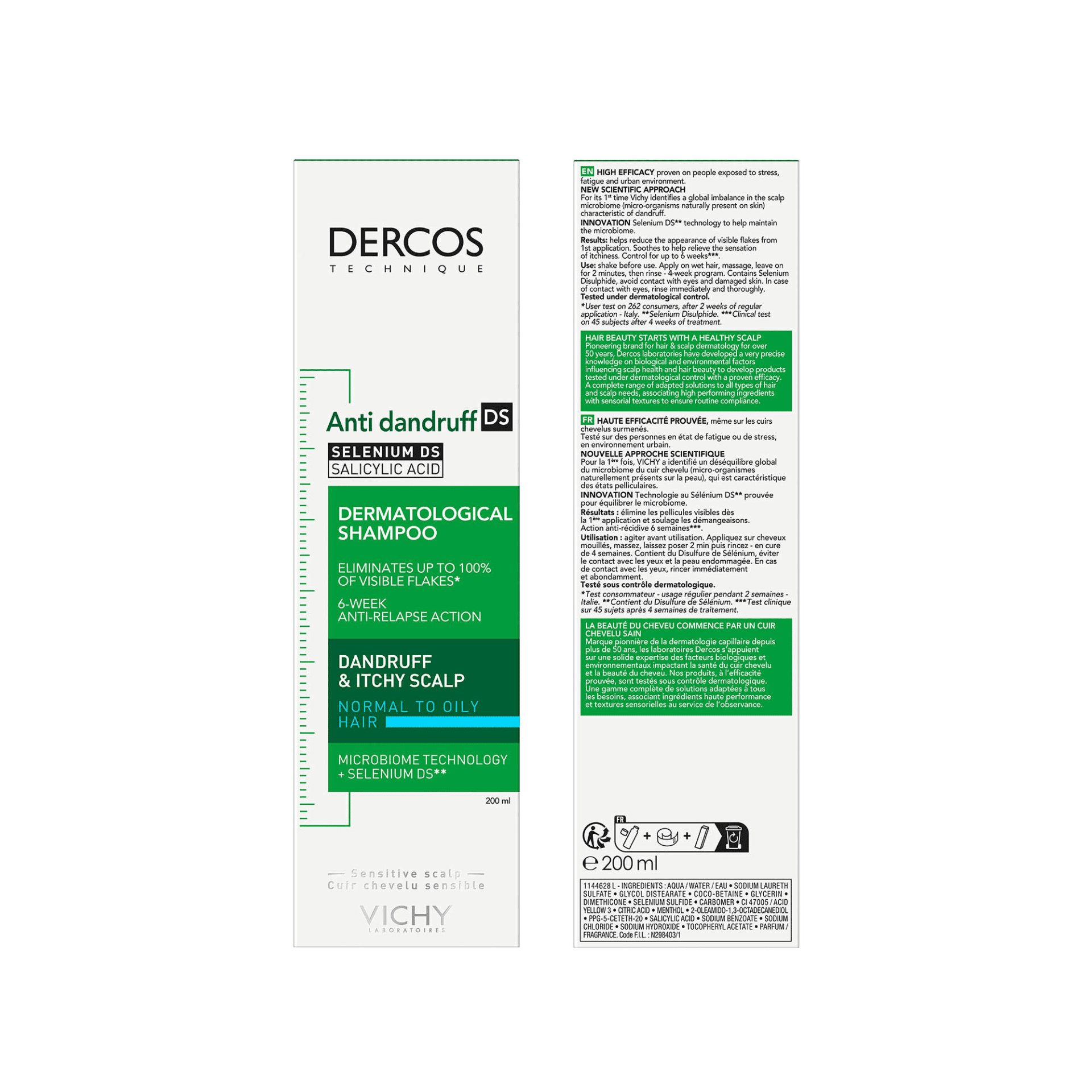 Vichy Dercos Anti-Roos DS Normaal tot Vet Haar Vichy Dercos Anti-Roos DS Normaal tot Vet Haar