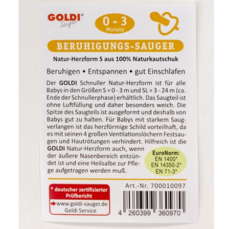 Goldi Sauger Fopspeen 0-3 M Goldi Sauger Fopspeen 0-3 M