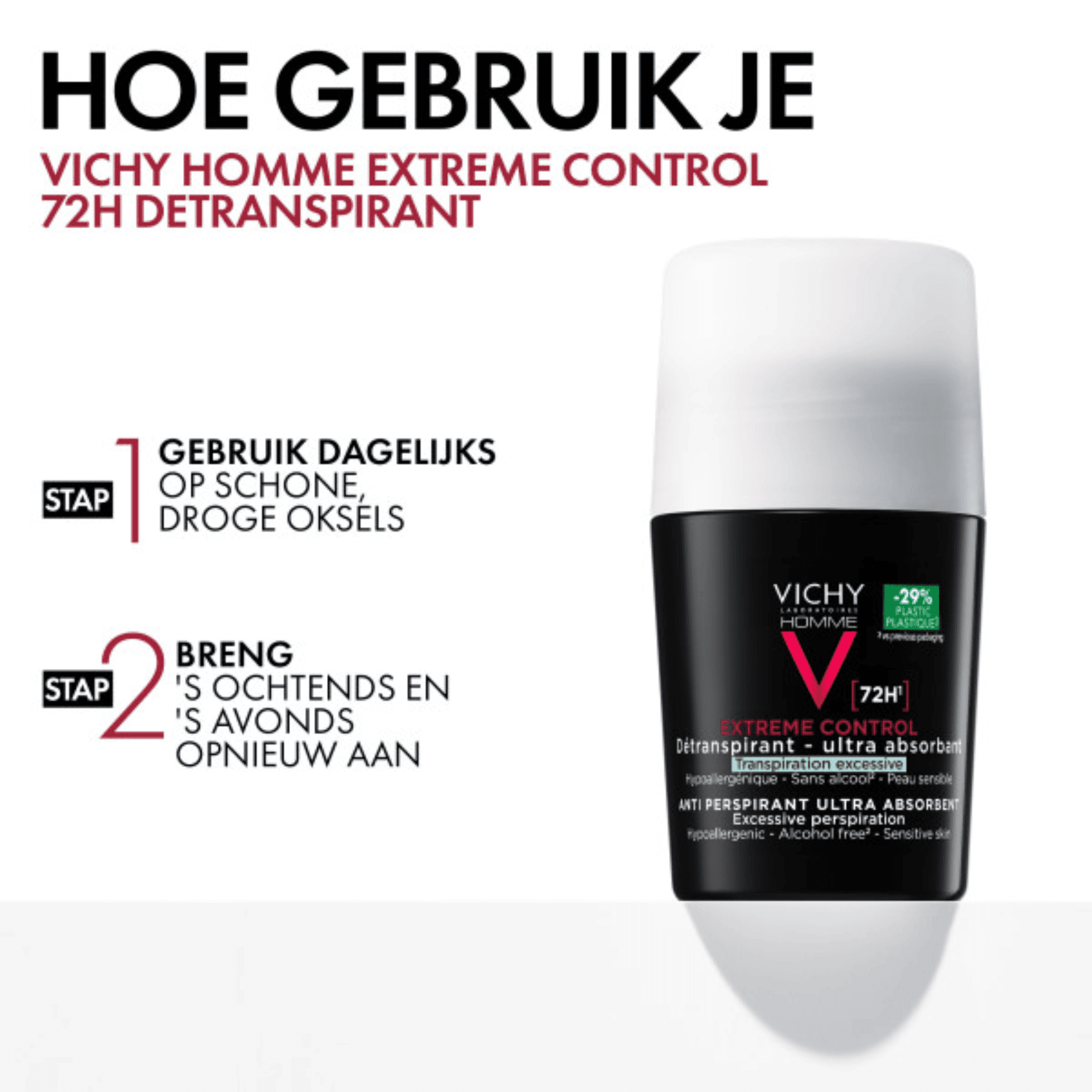 Vichy Homme Extreme Control Antitranspirant 72U Roller