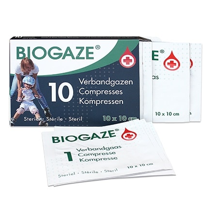 Biogaze Geïmpregneerd Verbandgaas 10 x 10 cm Biogaze Geïmpregneerd Verbandgaas 10 x 10 cm