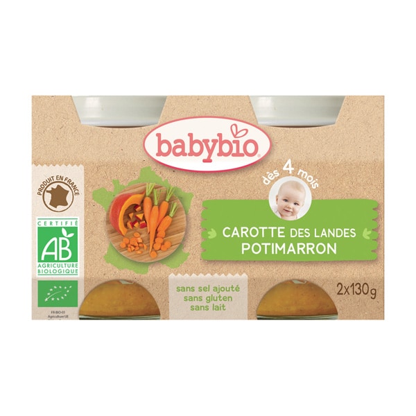 Babybio Bipack Wortel/Pompoen 4+ Babybio Bipack Wortel/Pompoen 4+