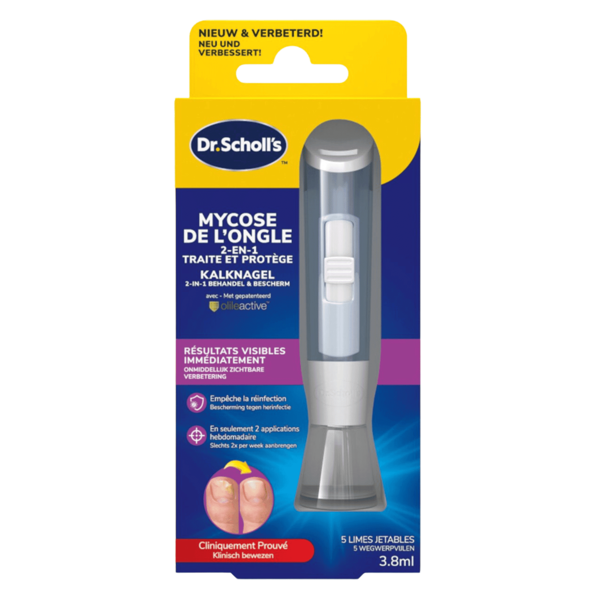 Scholl 2en1 Ongles Abimes Mycoses 3,8ml + 5 Limes Scholl 2en1 Ongles Abimes Mycoses 3,8ml + 5 Limes