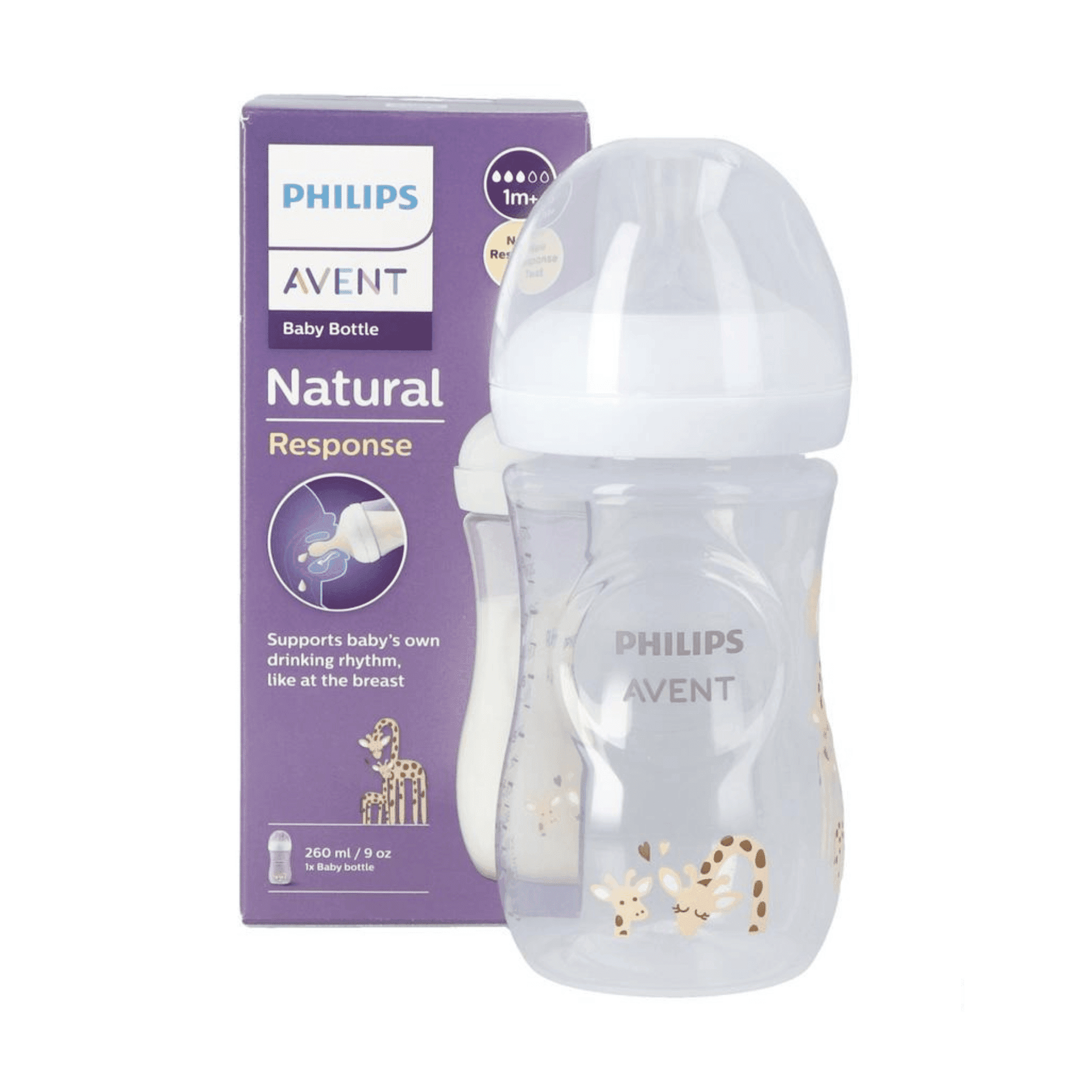 Philips Avent Natural Response 3.0 Zuigfles Giraf 260 ml Philips Avent Natural Response 3.0 Zuigfles Giraf 260 ml