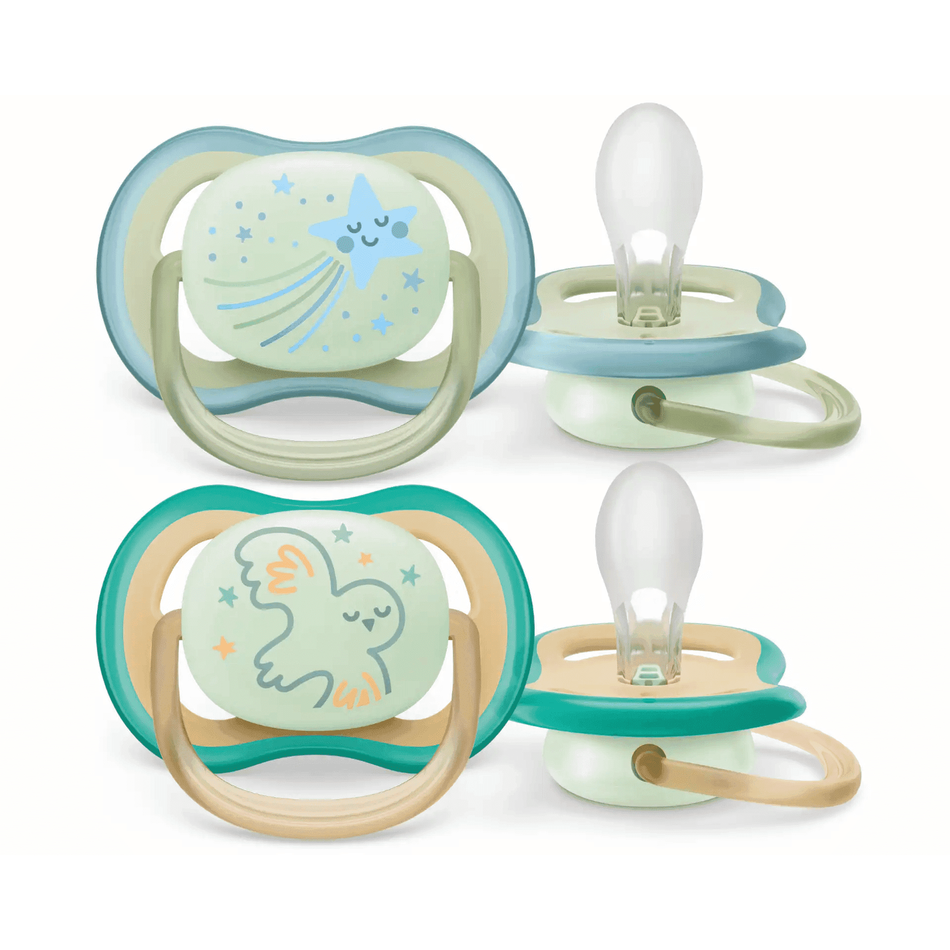 Avent Ultra Air Nighttime Fopspeen 0-6M Ster/Uil SCF376/18 