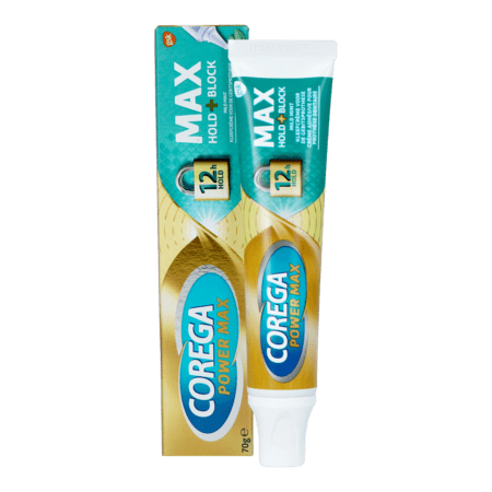 Corega Power Max Max Hold + Block Kleefcrème Corega Power Max Max Hold + Block Kleefcrème