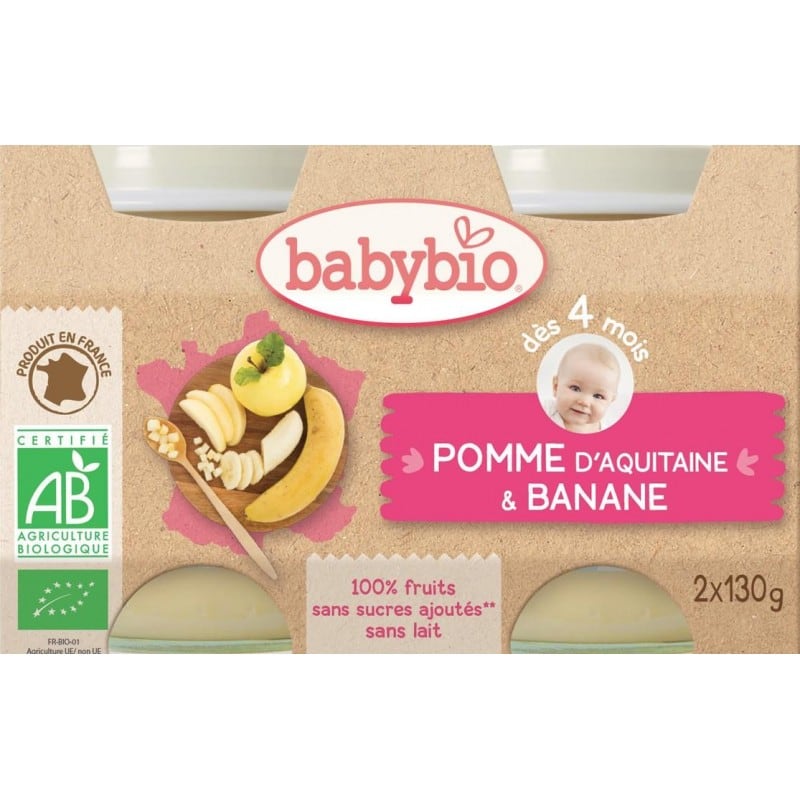 Babybio Bipack Dessert Appel/Banaan 4+ Babybio Bipack Dessert Appel/Banaan 4+