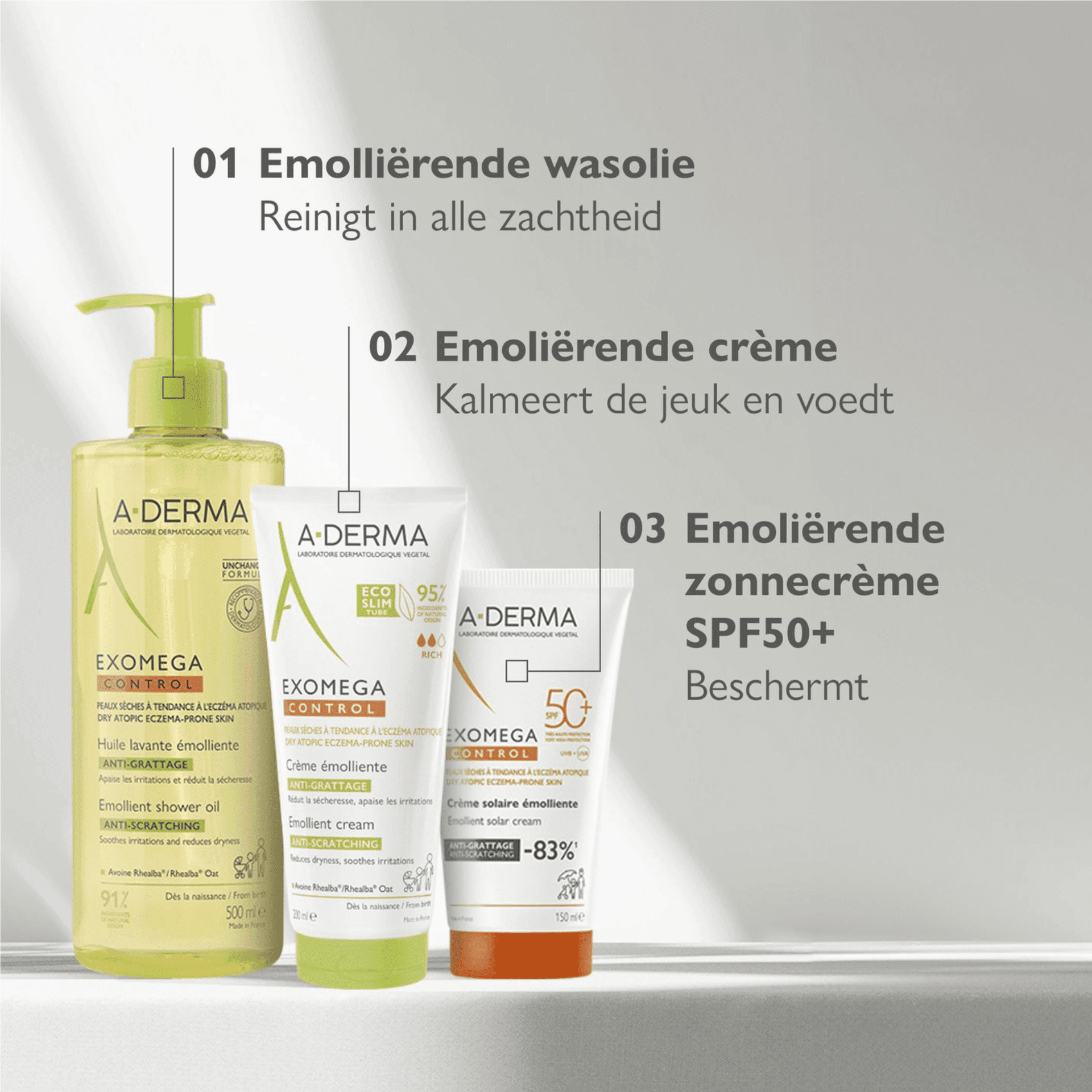 A-Derma Exomega Control Emolliërende Zonnecrème SPF 50+ A-Derma Exomega Control Emolliërende Zonnecrème SPF 50+